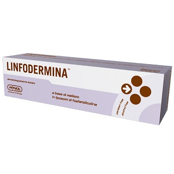 Linfodermina tubo contiene cumarina,meliloto,liposomi in fosfatidilcolina per flebologia e linfologia