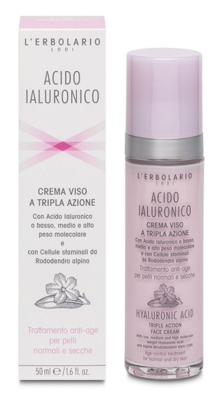 Acido ialuronico crema viso a tripla azione trattamento antiage pelli normali e secche 50 ml