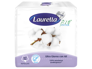 Assorbente laurella in cotone ultra giorno con ali 12 pezzi