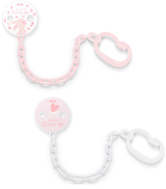 Nuk rose & blue catenella portasucchietto rosa