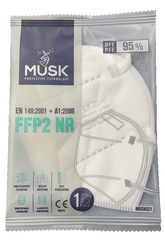 Musk mascherina ffp2 musk021 white 10 pezzi