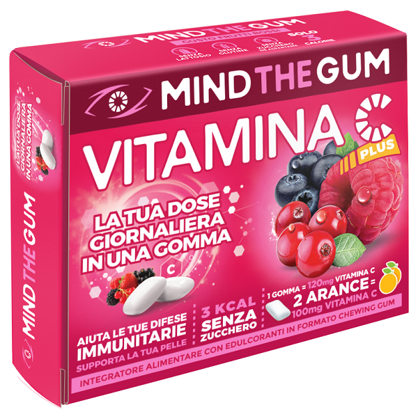 Mind the gum vitamina c frutti rossi 18 gomme confettate senza zucchero
