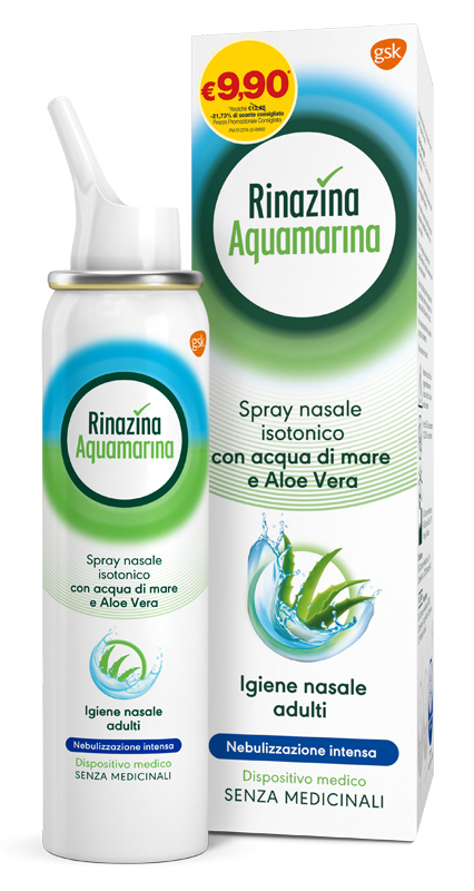 Soluzione isotonica rinazina aquamarina aloe intensa promo 100 ml