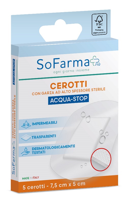 Cerotto acquastop 7,5x5 cm 5 pezzi sofarmapiu