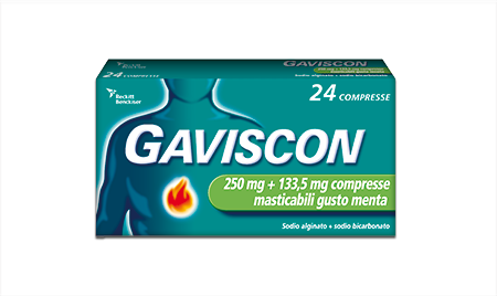 Gaviscon 250 mg + 133,5 mg compresse masticabili gusto menta - 24 compresse
