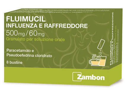 Fluimucil influenza e raffreddore 500 mg + 60 mg granulato per soluzione orale 8 bustine