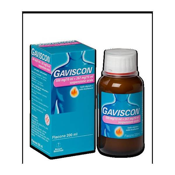 Gaviscon 500 mg/10 ml + 267 mg/10 ml sospensione orale - flacone 200 ml