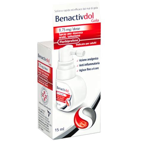 Benactivdol gola 8,75 mg/dose spray per mucosa orale, soluzione, 15ml in flacone hdpe