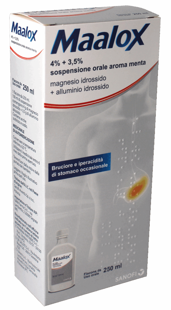 Maalox 4% + 3,5% sospensione orale aroma menta flacone in pet da 250 ml