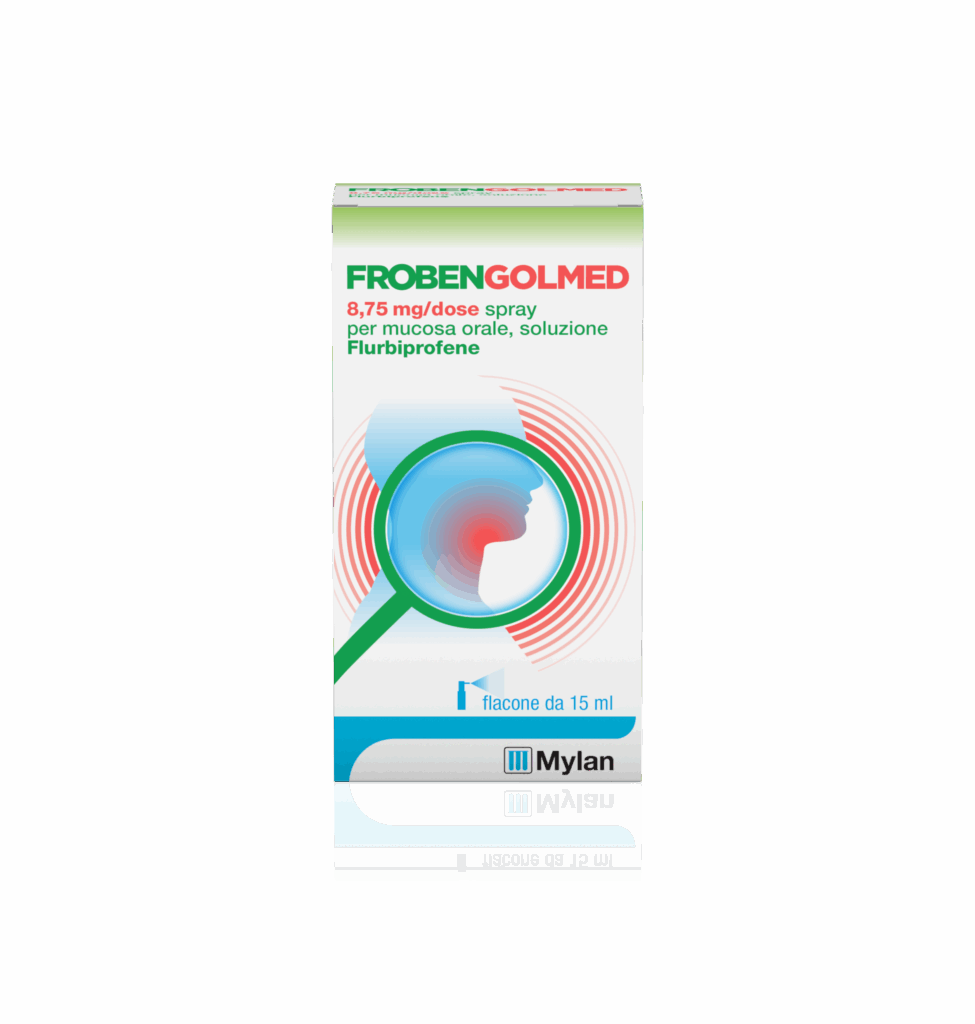Frobengolmed 8,75 mg spray per mucosa orale 1 flacone hdpe da 15 ml/88 erogazioni con pompa dosatrice