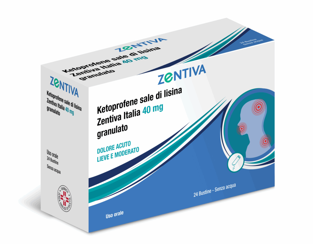Ketoprofene sale di lisina zentiva italia 40 mg granulato 24 bustine in carta/al/pe