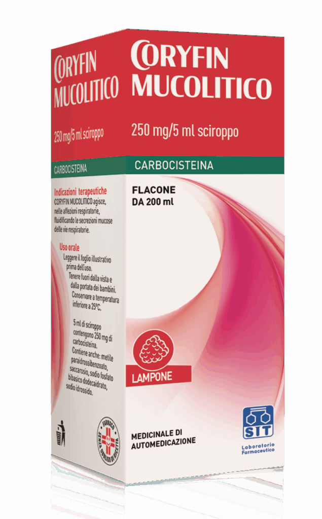 Coryfin tosse mucolitico 250 mg/5 ml sciroppo - flacone da 200 ml