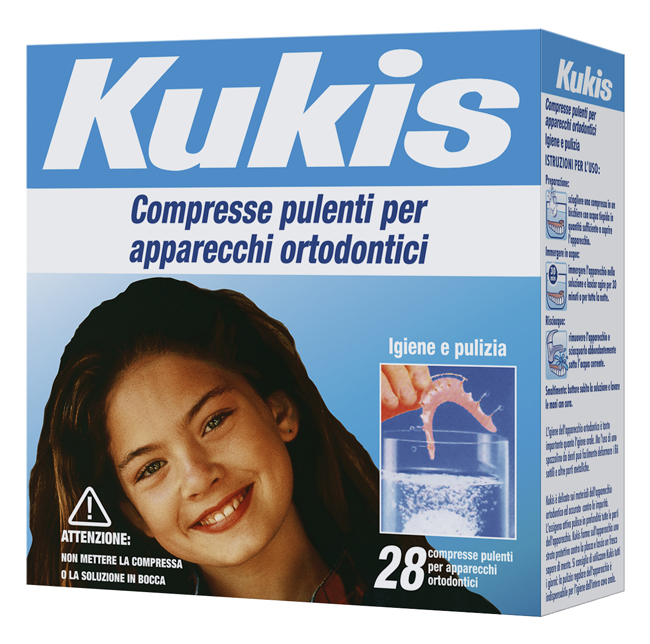 Kukis cleanser 28 compresse per pulizia apparecchi ortodontici