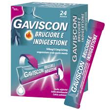 Gaviscon bruciore e indigestione 500 mg + 213 mg + 325 mg sospensione orale gusto menta - 24 bustine pet/al/pe da 10 ml