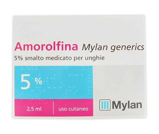 Amorolfina mylan generics 5% smalto medicato per unghie 1 flacone in vetro da 2,5 ml