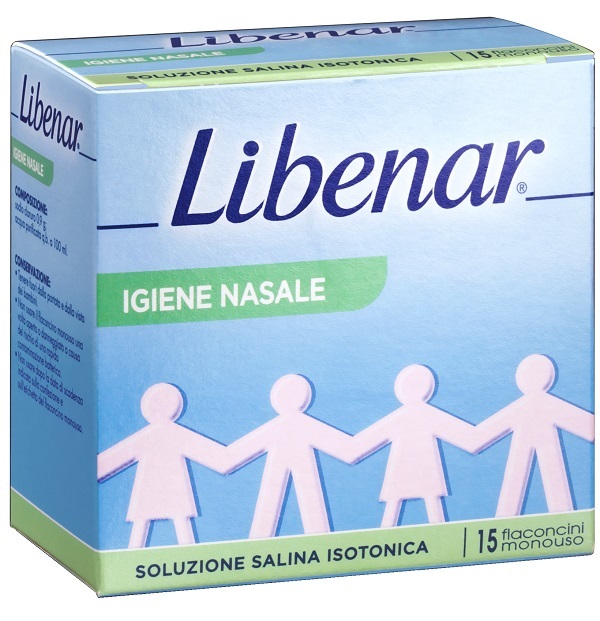 Soluzione salina isotonica 0,9% libenar per igiene nasale 15 flaconcini monouso x 5 ml