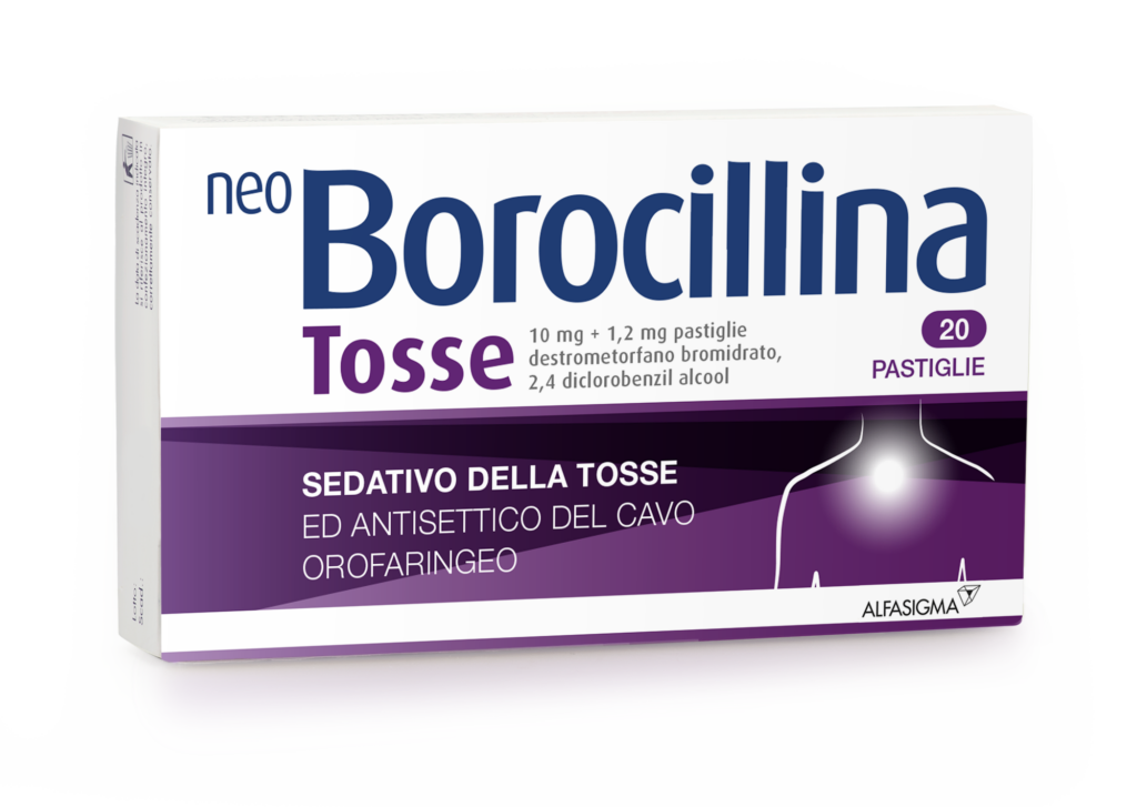 Neo borocillina tosse 10 mg + 1,2 mg pastiglie 20 pastiglie in blister pvc-pe-pvdc/al