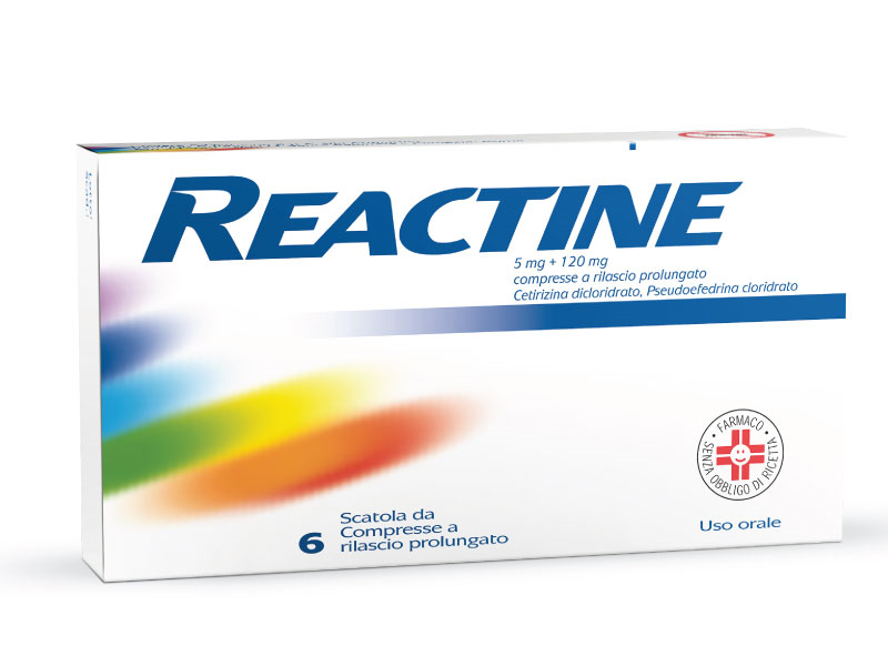 Reactine 5 mg + 120 mg compresse a rilascio prolungato, 6 compresse in blister pvc-aclar-al