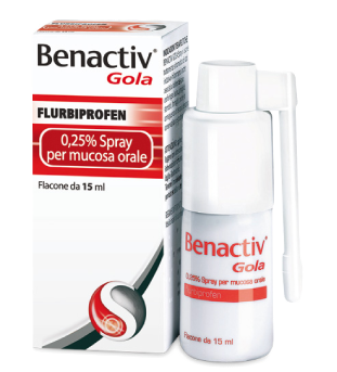 Benactiv gola 0,25% spray per mucosa orale - flaconcino 15 ml