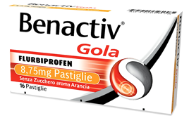 Benactiv gola 8,75 mg pastiglie senza zucchero gusto arancia - 16 pastiglie