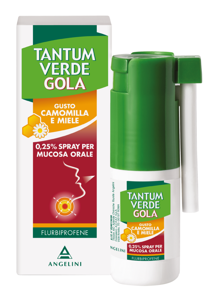Tantum verde gola 0,25% spray per mucosa orale gusto camomilla e miele 1 flacone pe con pompa dosatrice da 15 ml