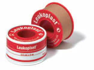 Cerotto chirurgico per fissaggio medicazioni in rocchetto leukoplast supporto viscosa color pelle massa adesiva caucciu - ossido di zinco 2,5x500cm