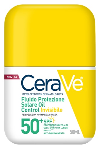 Cerave fluido protezione solare oil control invisibile spf50+ 50 ml