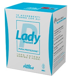 Lady presteril assorbenti giorno con ali ripiegati biodegradabili 10 pezzi