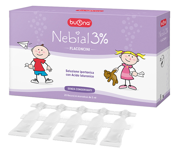 Nebial flaconcini soluzione salina ipertonica di sodio cloruro al 3% con acido ialuronico 20x5 ml