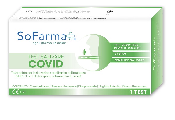 Test antigenico rapido covid-19 salivare autodiagnostico determinazione qualitativa antigeni sars-cov-2 in campioni salivari mediante immunocromatografia sofarmapiu