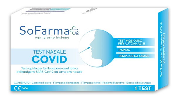 Test antigenico rapido covid-19 nasale autodiagnostico determinazione qualitativa antigeni sars-cov-2 in tamponi nasali mediante immunocromatografia sofarmapiu